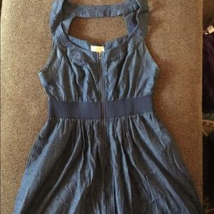 Denim front zip dress